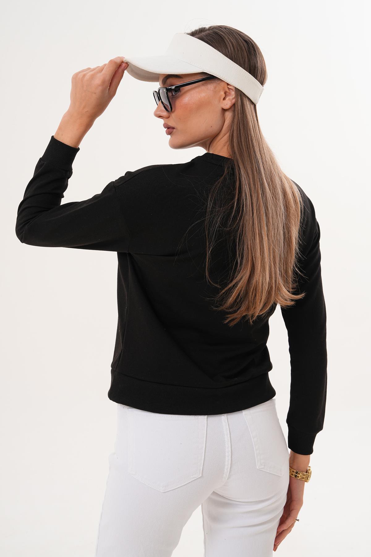 Kadın Fiyonk Nakışlı İki İplik Sweatshirt 255326 -