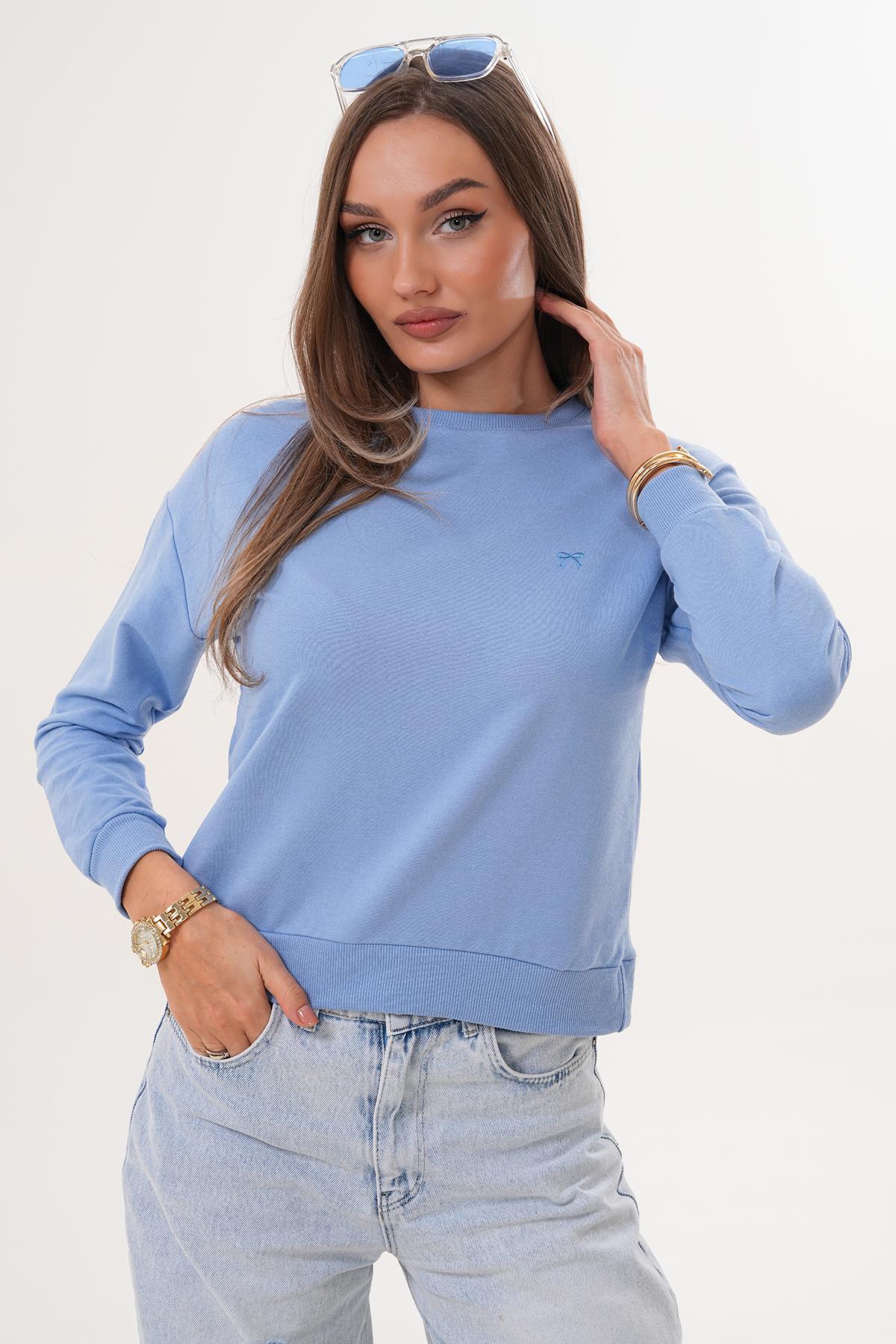 Kadın Fiyonk Nakışlı İki İplik Sweatshirt 255326 -