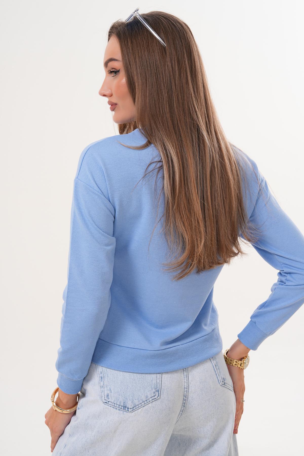 Kadın Fiyonk Nakışlı İki İplik Sweatshirt 255326 -