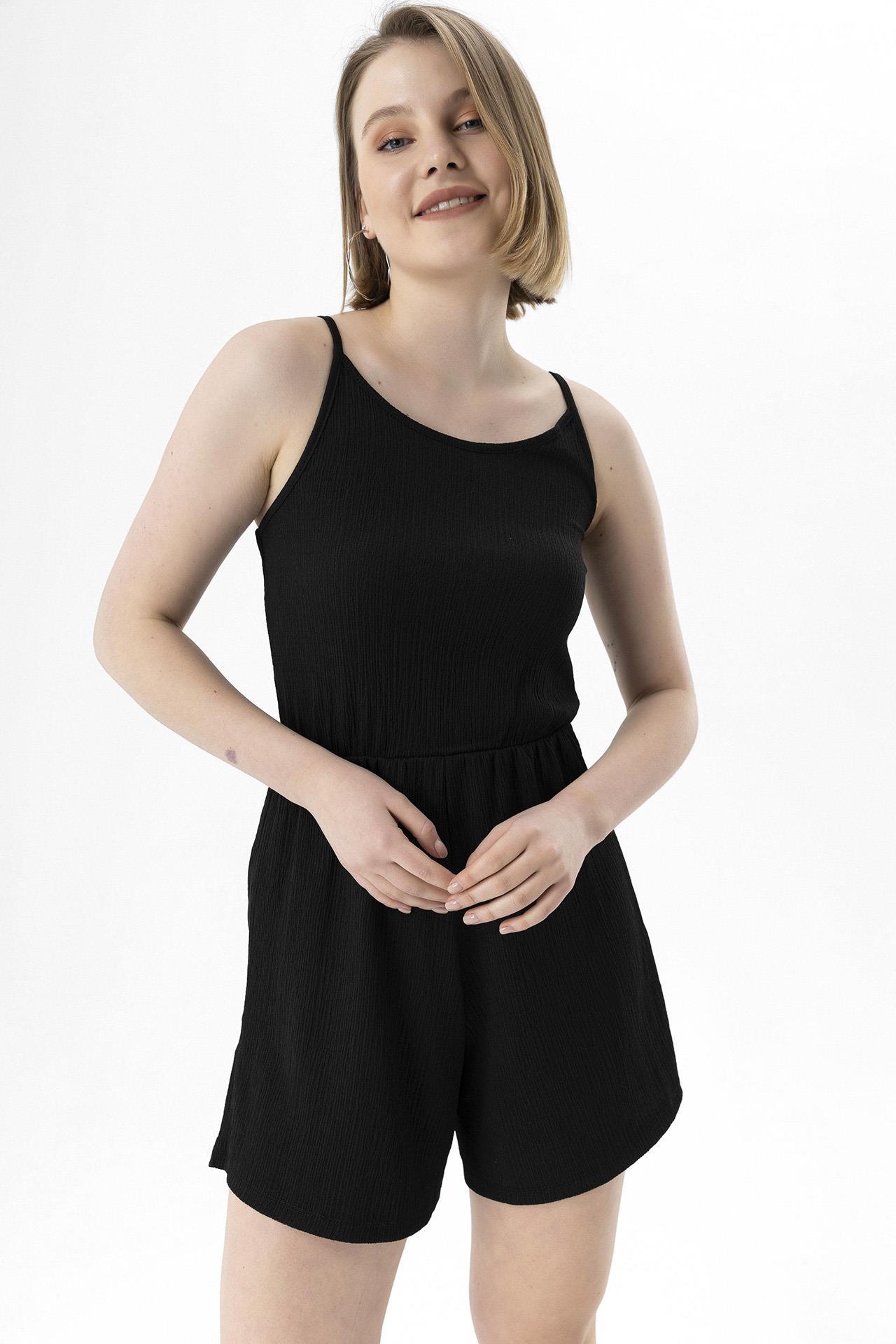 Kadın İp Askılı Şortlu Tulum 240254 -