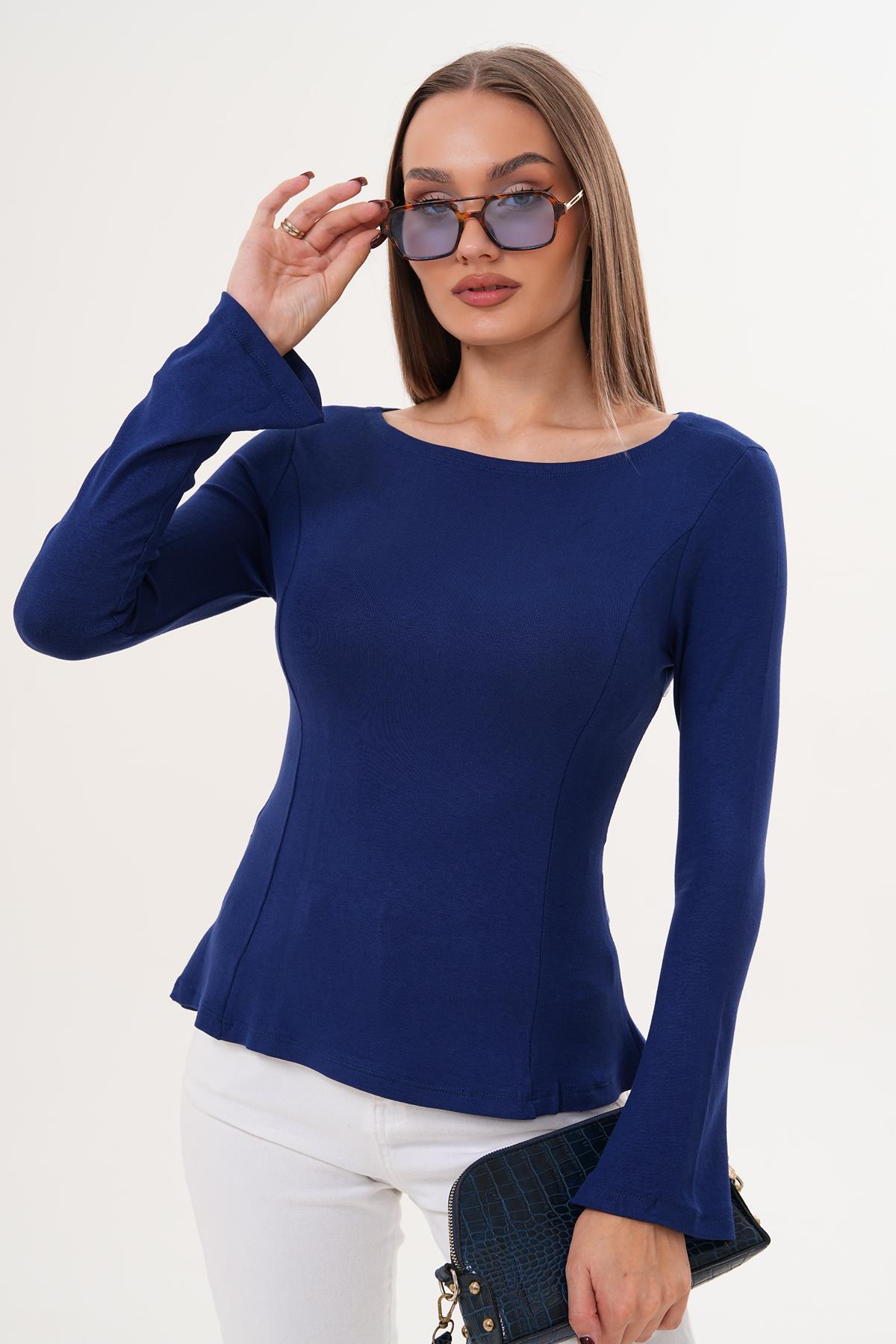 Kadın İspanyol Kol Volanlı Bluz 255336 -
