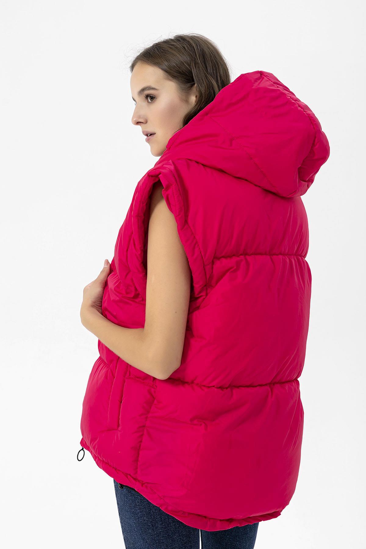 Kadın Jel Dolgulu Kapüşonlu Oversize Şişme Yelek 235015 -