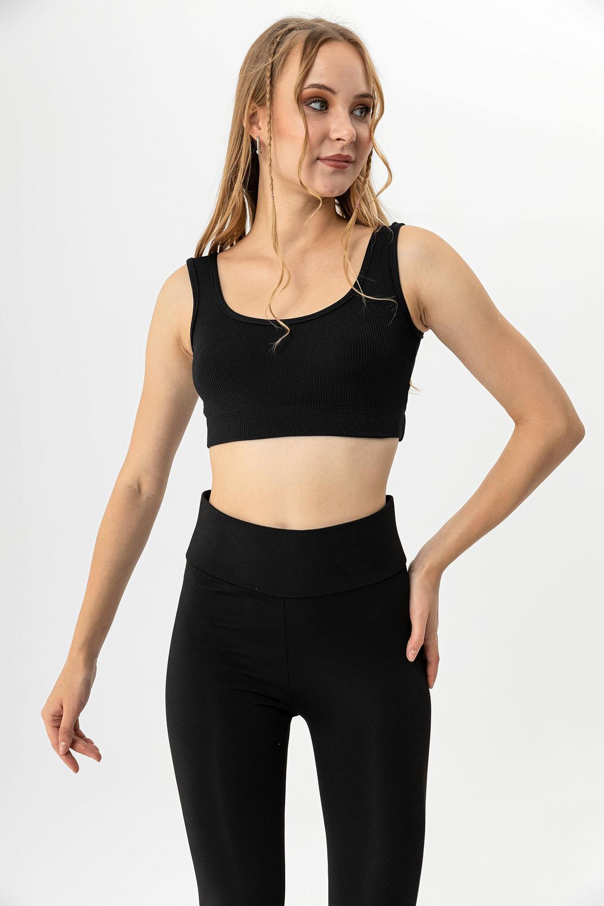 Kadın Kalın Askılı Crop Atlet