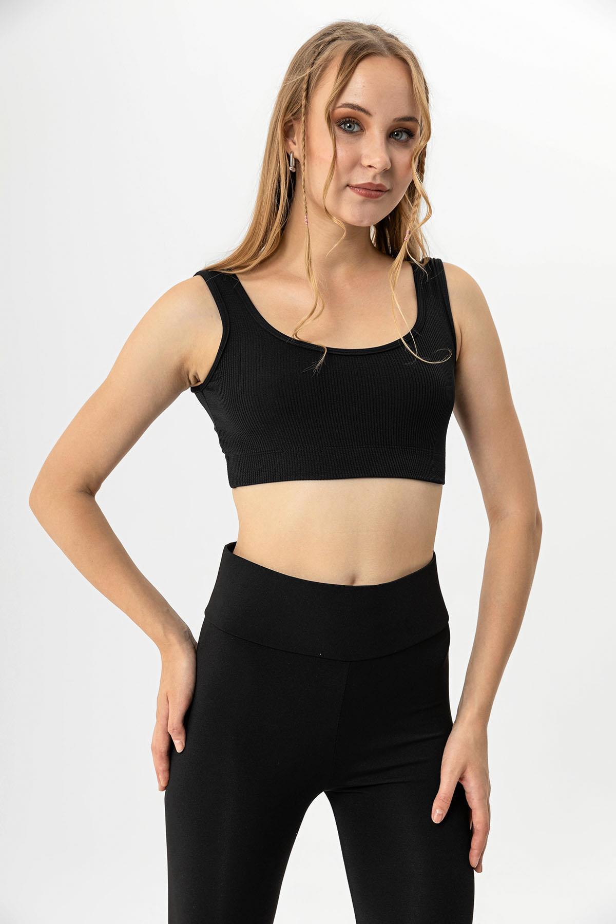 Kadın Kalın Askılı Crop Atlet