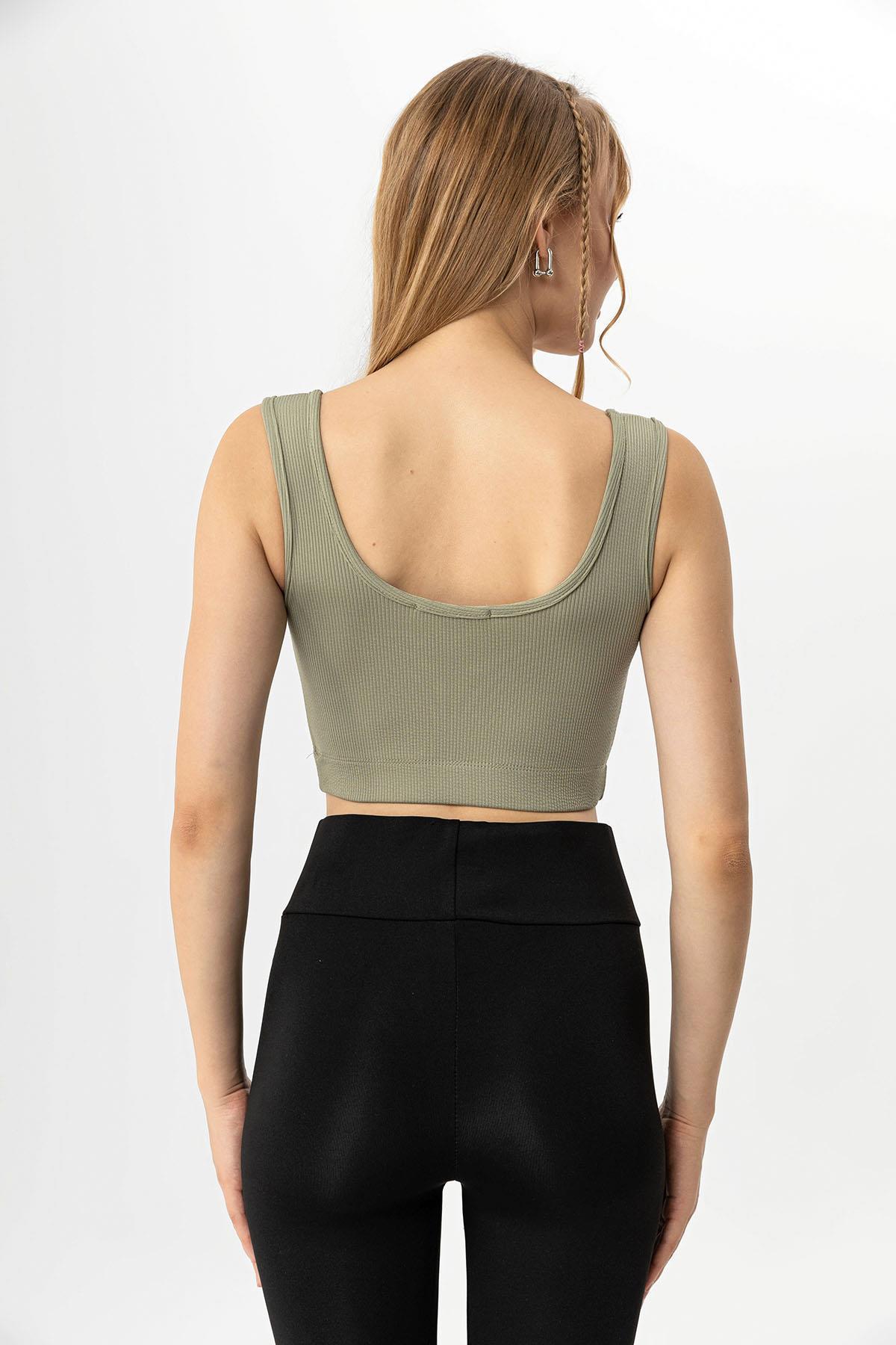 Kadın Kalın Askılı Crop Atlet