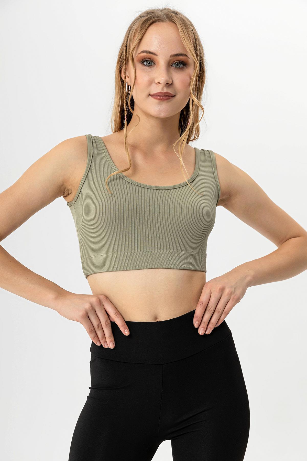 Kadın Kalın Askılı Crop Atlet