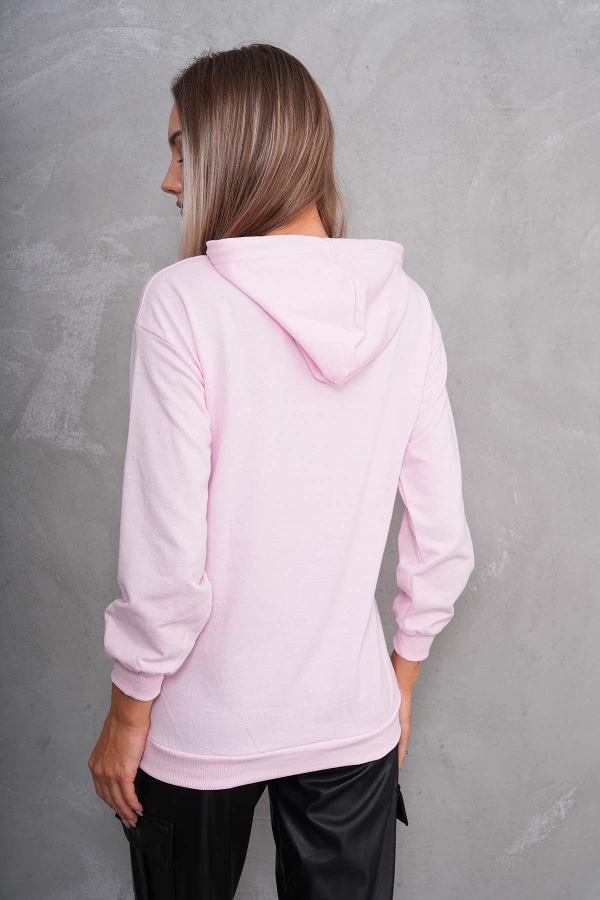 Kadın Kanguru Cepli Kapüşonlu İki İplik Sweatshirt 245099 -