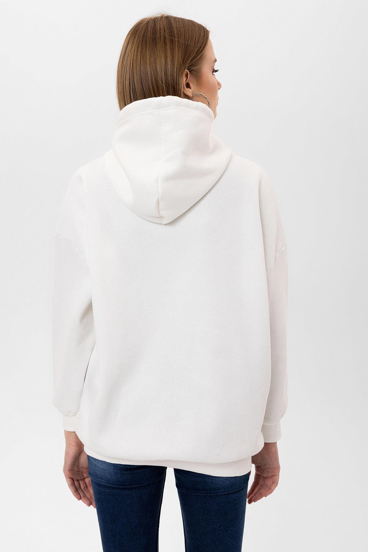 Kadın Kapüşonlu Kanguru Cep Detaylı Üç İplik Sweatshirt