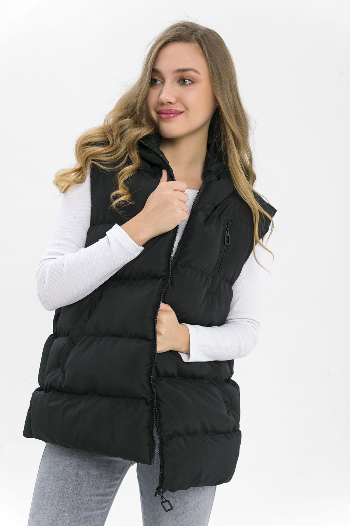 Kadın Kapüşonlu Oversize Şişme Yelek
