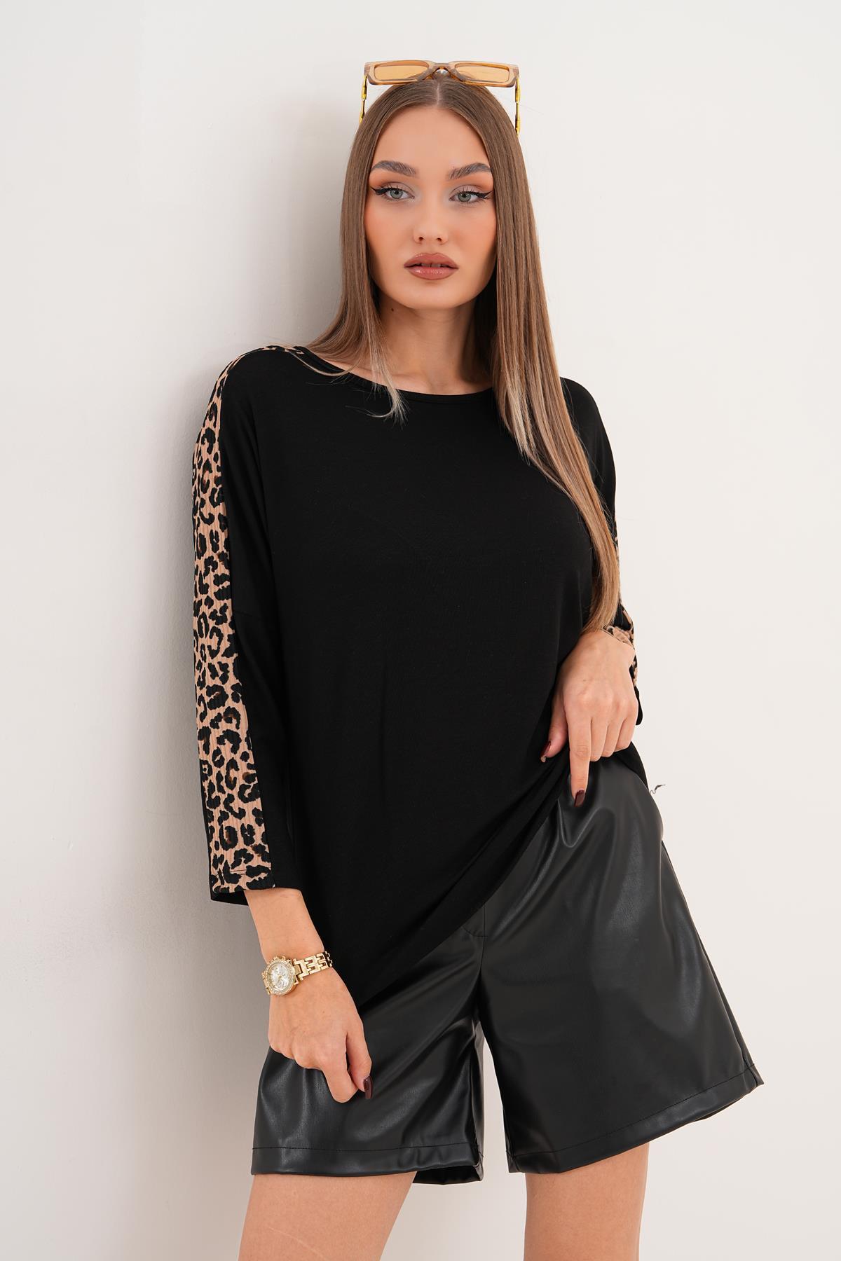 Kadın Kolu Leopar Desenli Bluz 255351 -