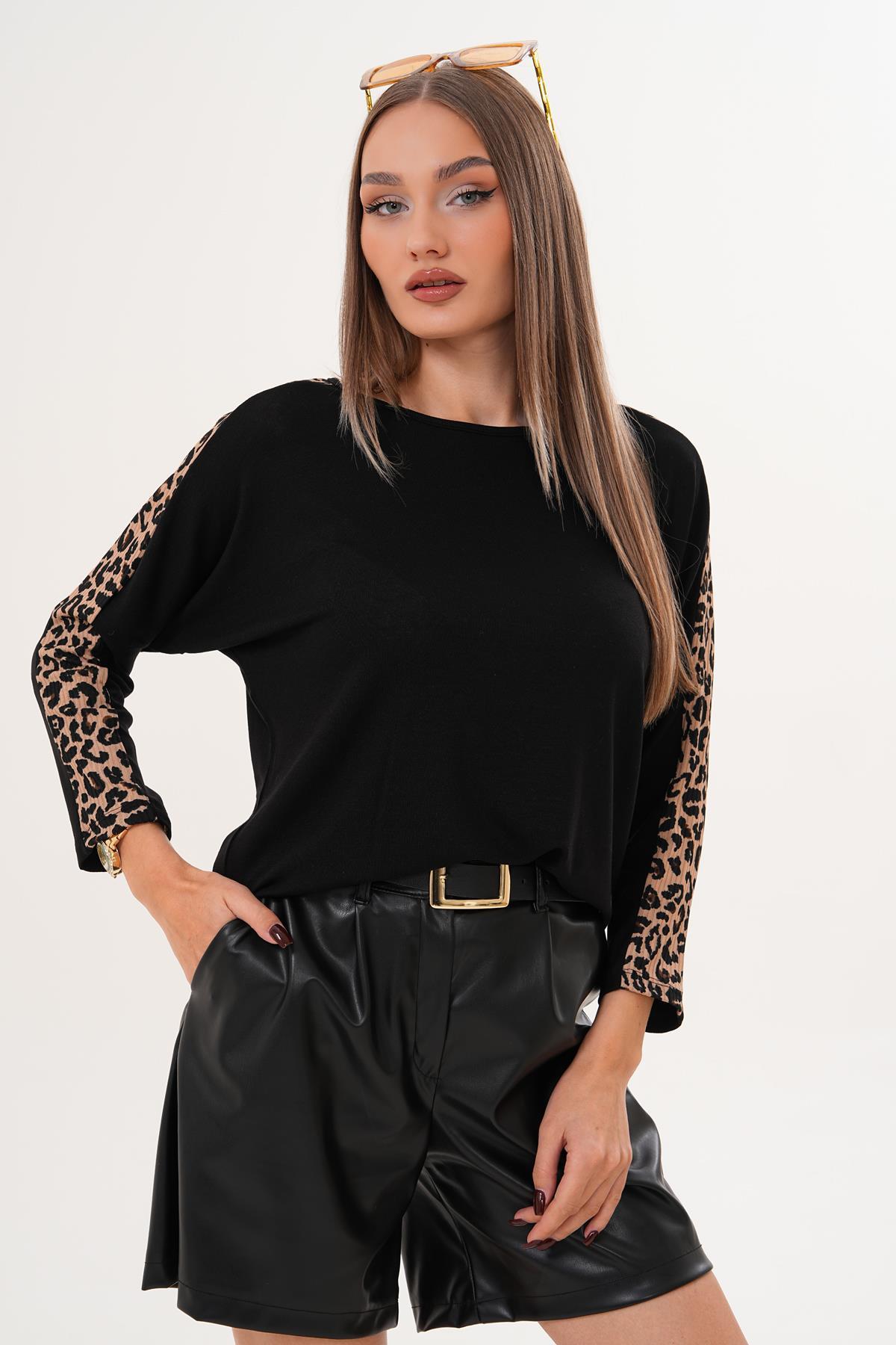 Kadın Kolu Leopar Desenli Bluz 255351 -