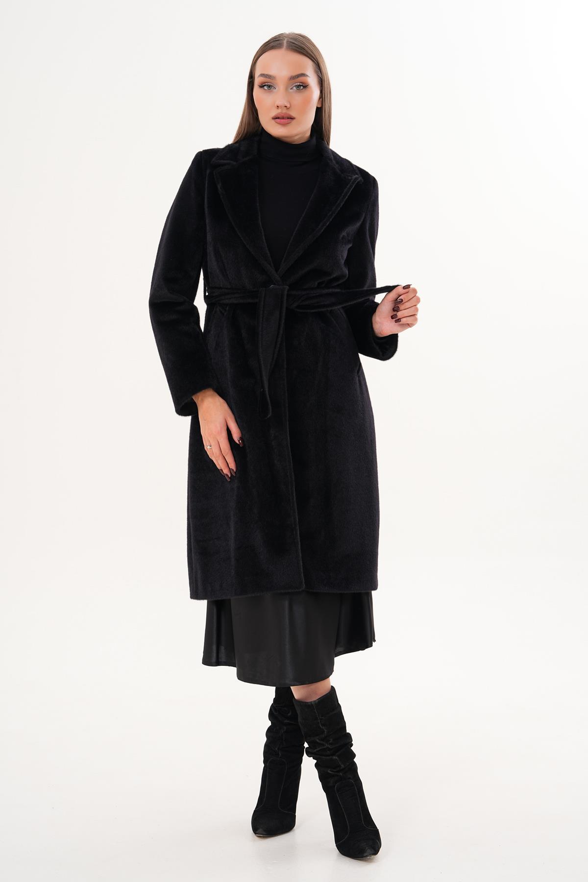 Kadın Kuşaklı Peluş Kaban 255407 -