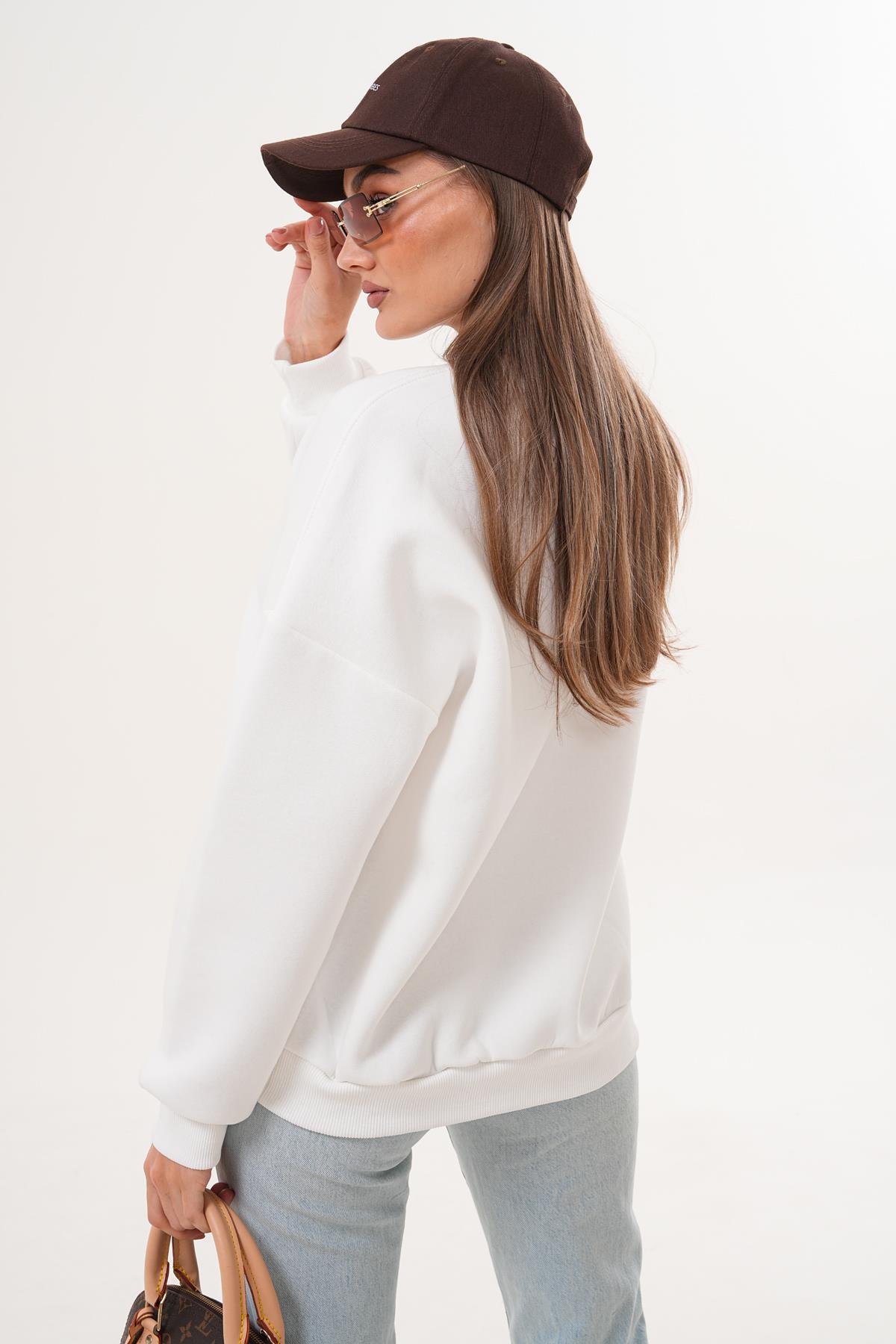 Kadın Leopar Baskılı Üç İplik Sweatshirt 255367 -