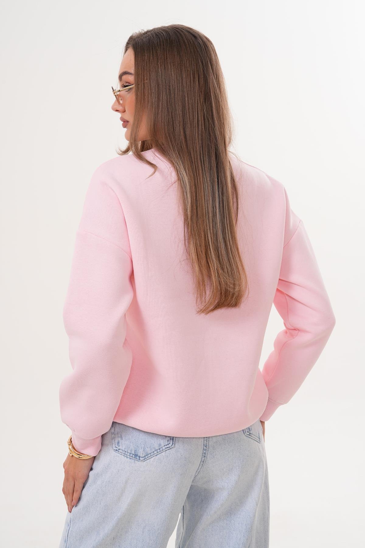 Kadın Leopar Baskılı Üç İplik Sweatshirt 255367 -