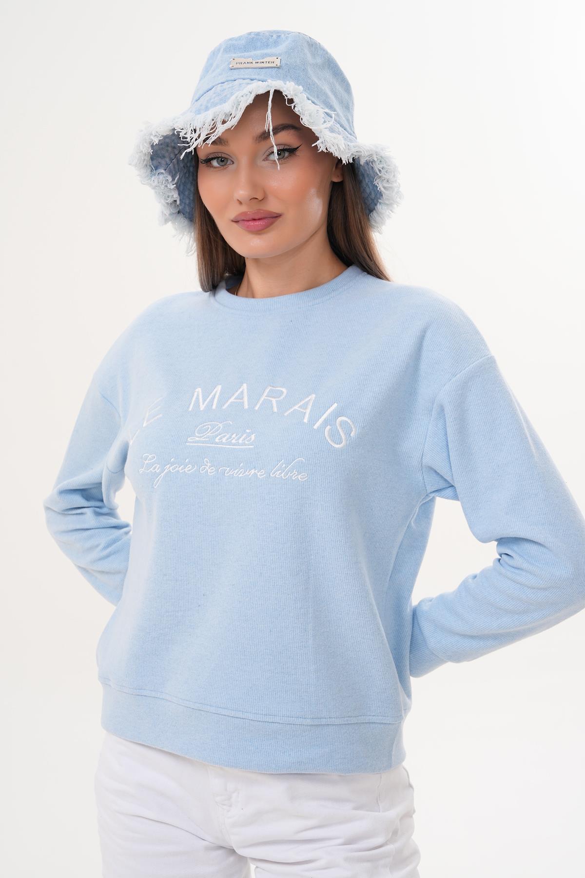 Kadın Nakış Detaylı Selanik Örme Sweatshirt 255076 -