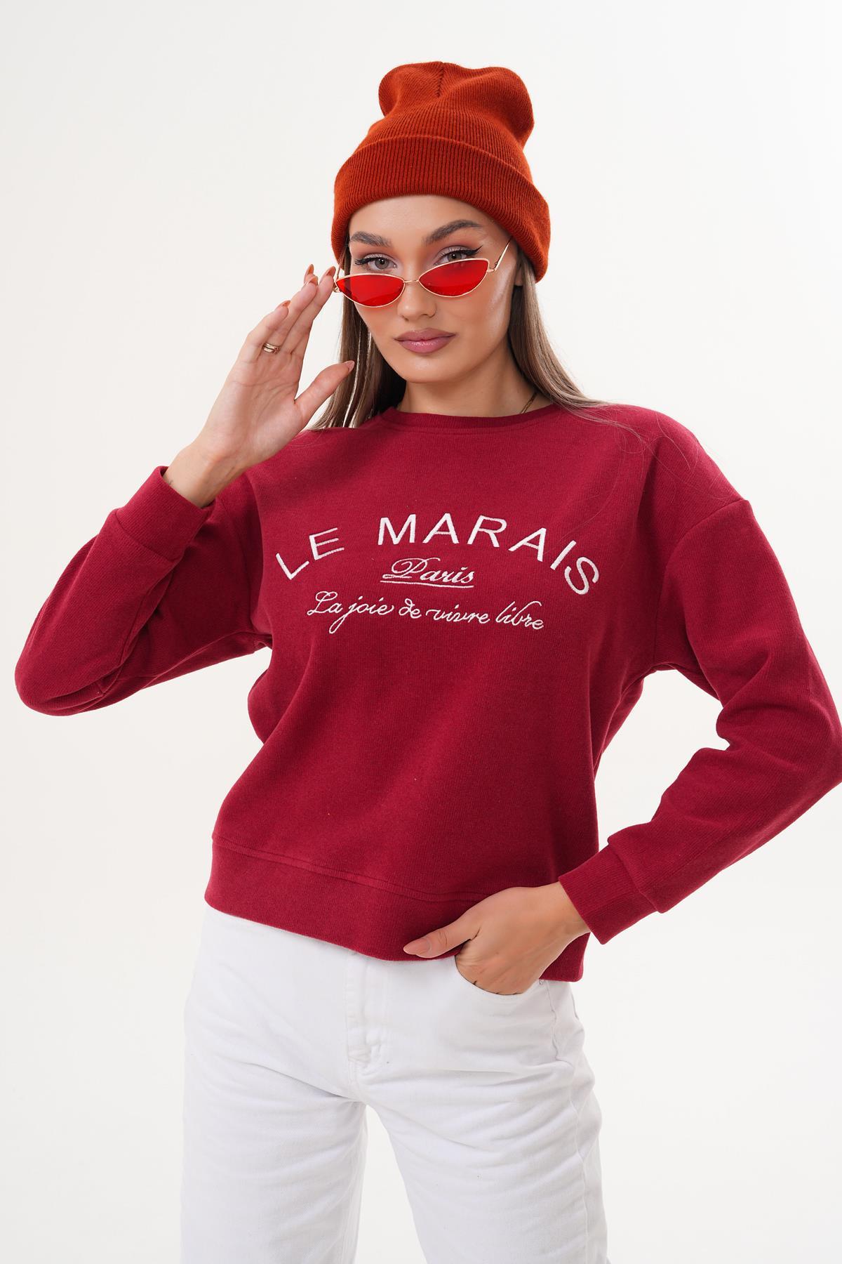 Kadın Nakış Detaylı Selanik Örme Sweatshirt 255076 -