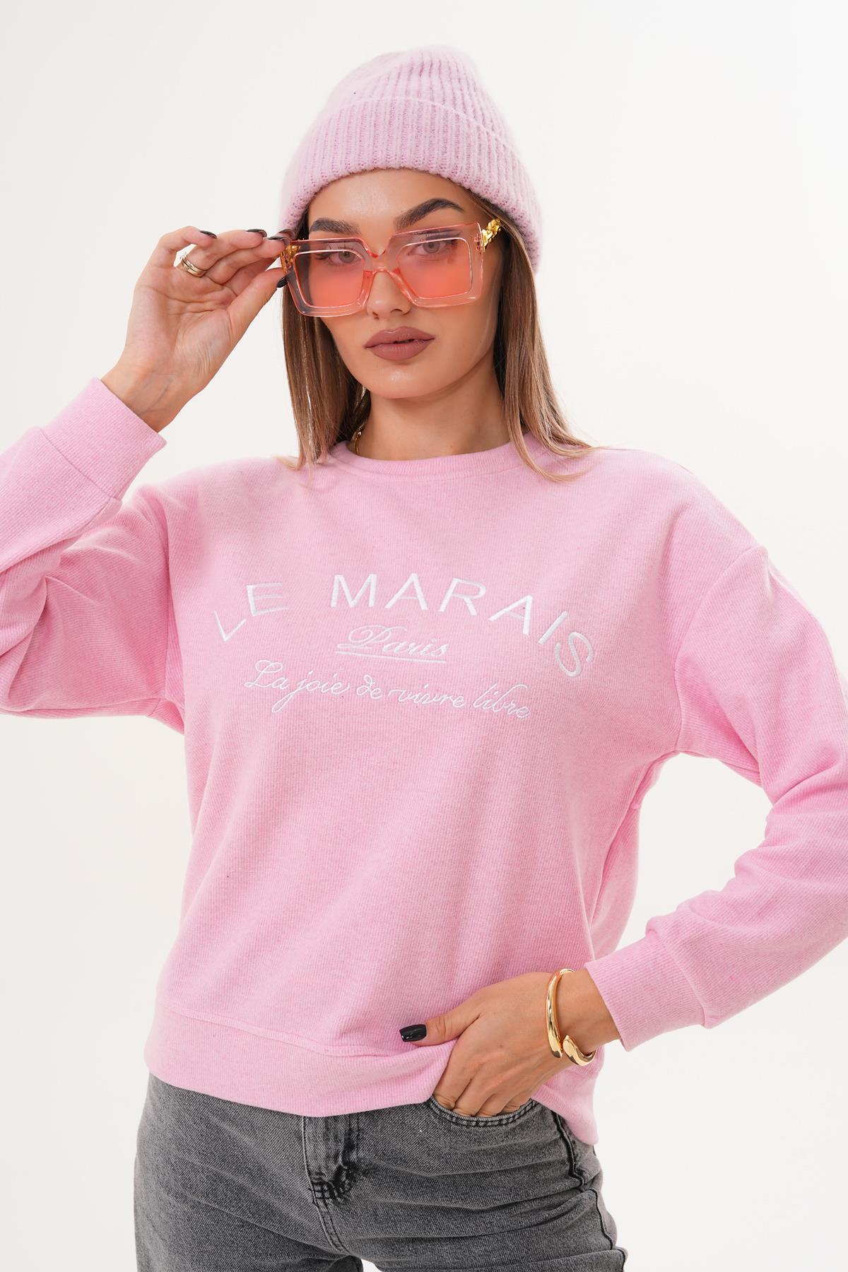 Kadın Nakış Detaylı Selanik Örme Sweatshirt 255076 -
