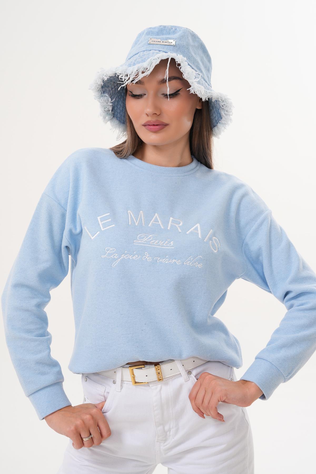 Kadın Nakış Detaylı Selanik Örme Sweatshirt 255076 -
