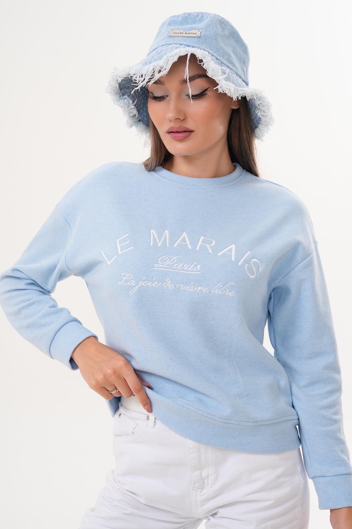 Kadın Nakış Detaylı Selanik Örme Sweatshirt 255076 -