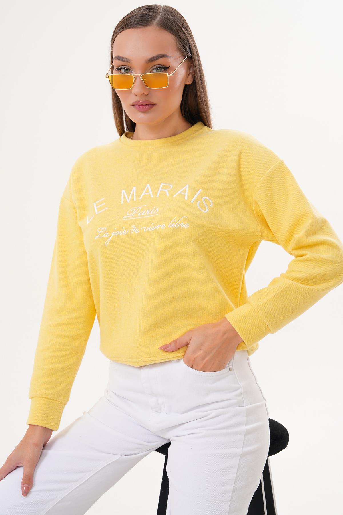 Kadın Nakış Detaylı Selanik Örme Sweatshirt 255076 -