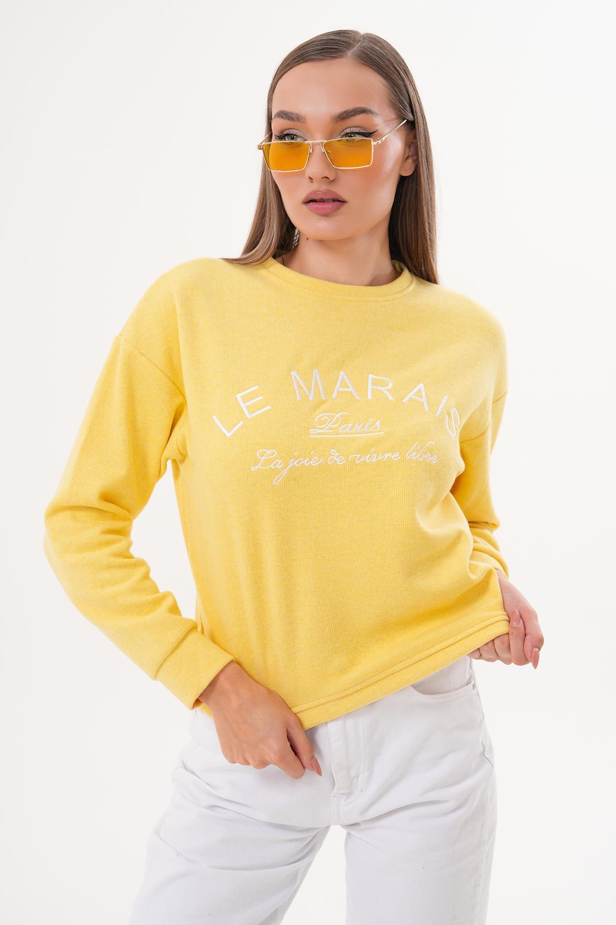 Kadın Nakış Detaylı Selanik Örme Sweatshirt 255076 -