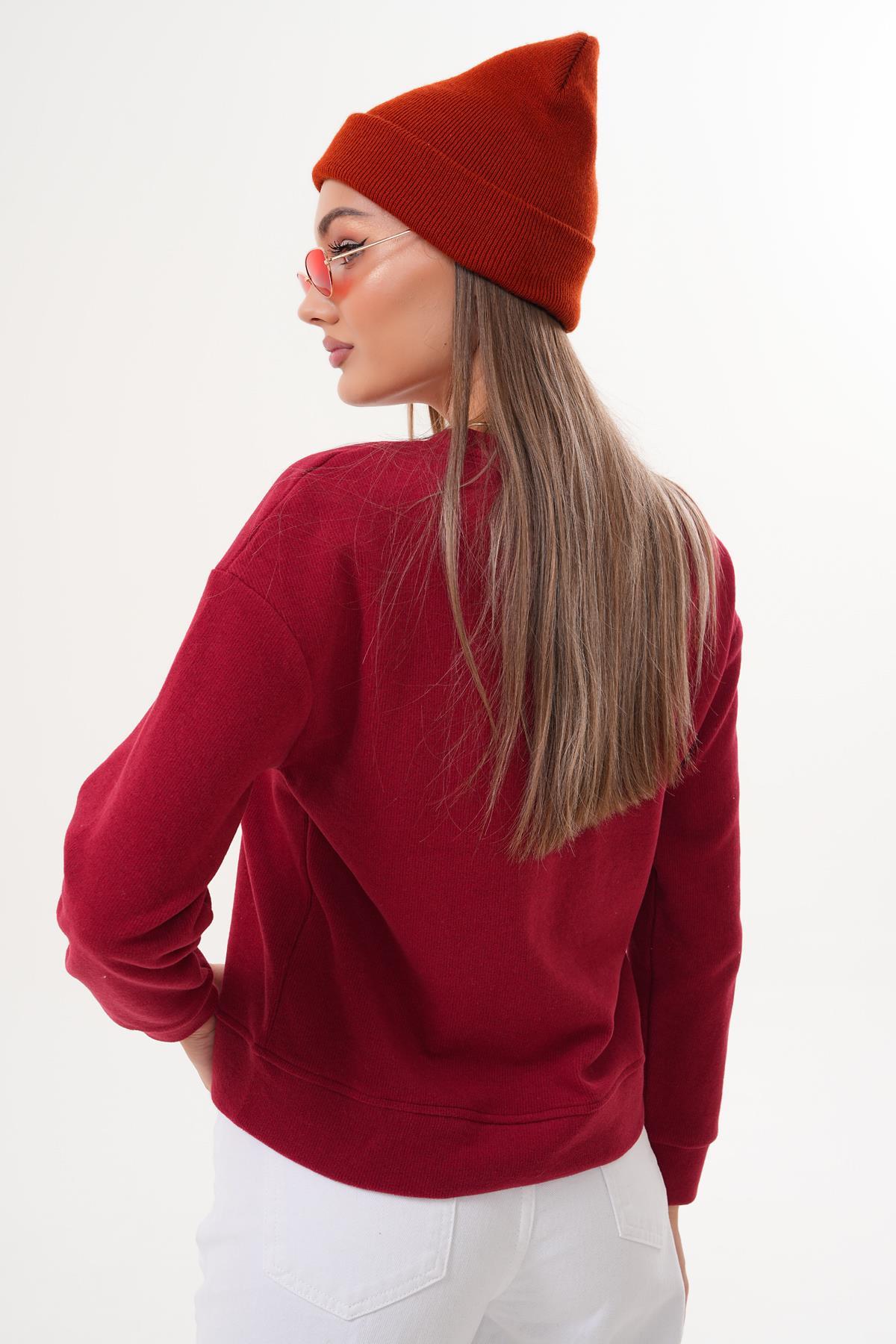 Kadın Nakış Detaylı Selanik Örme Sweatshirt 255076 -
