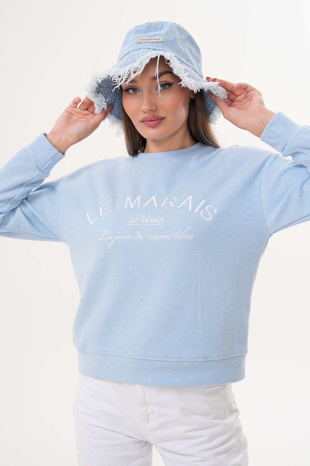 Kadın Nakış Detaylı Selanik Örme Sweatshirt 255076 -
