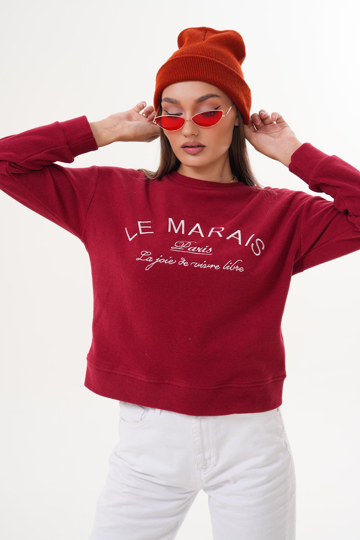 Kadın Nakış Detaylı Selanik Örme Sweatshirt 255076 -