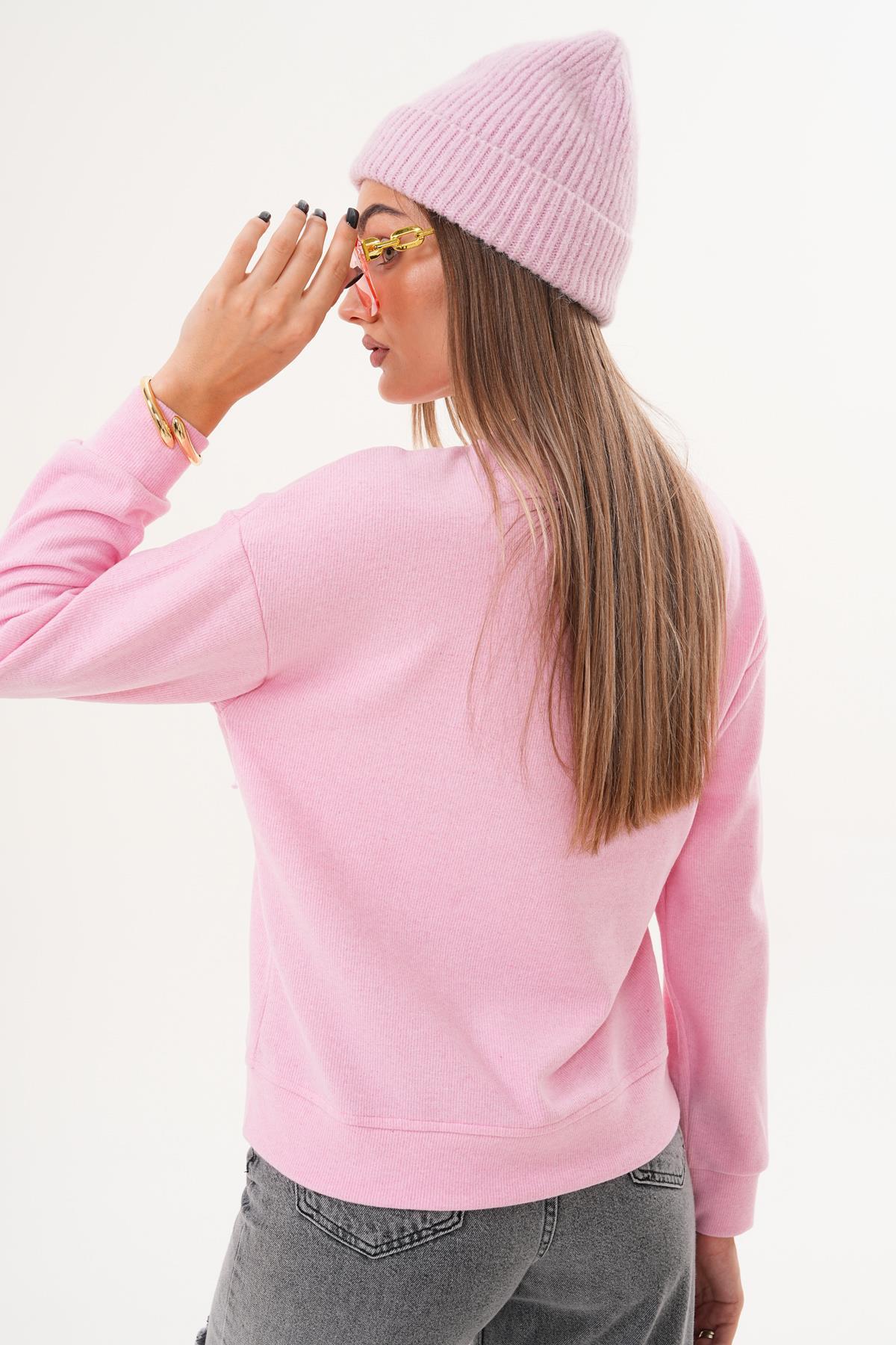 Kadın Nakış Detaylı Selanik Örme Sweatshirt 255076 -