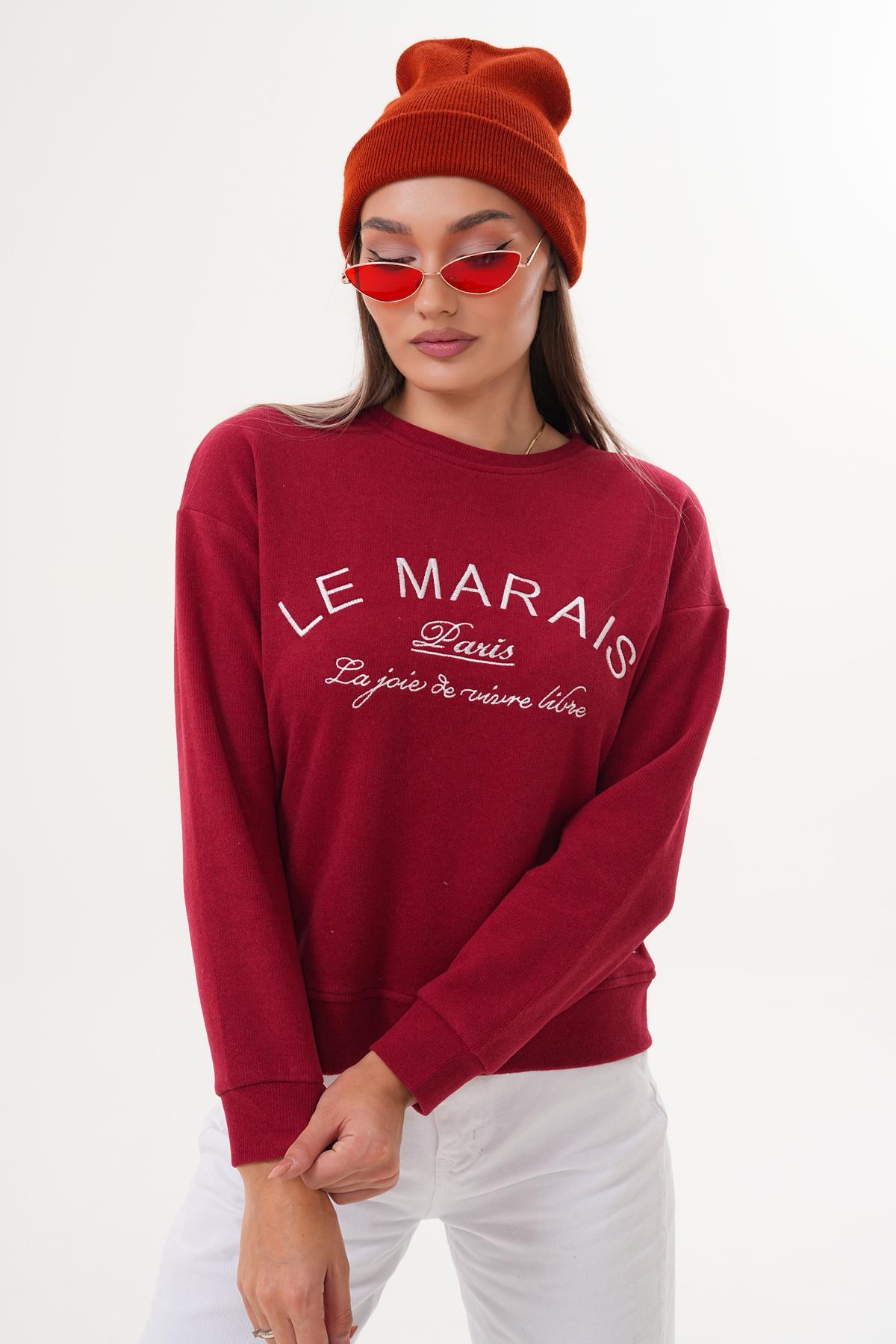 Kadın Nakış Detaylı Selanik Örme Sweatshirt 255076 -