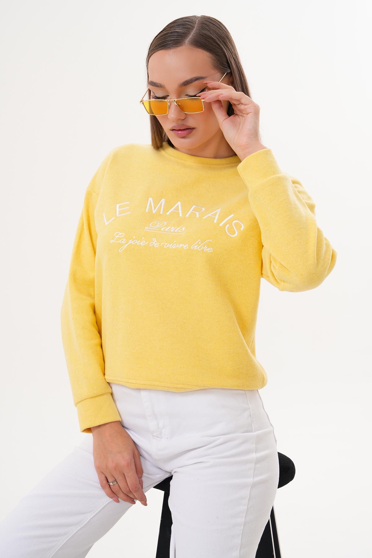 Kadın Nakış Detaylı Selanik Örme Sweatshirt 255076 -