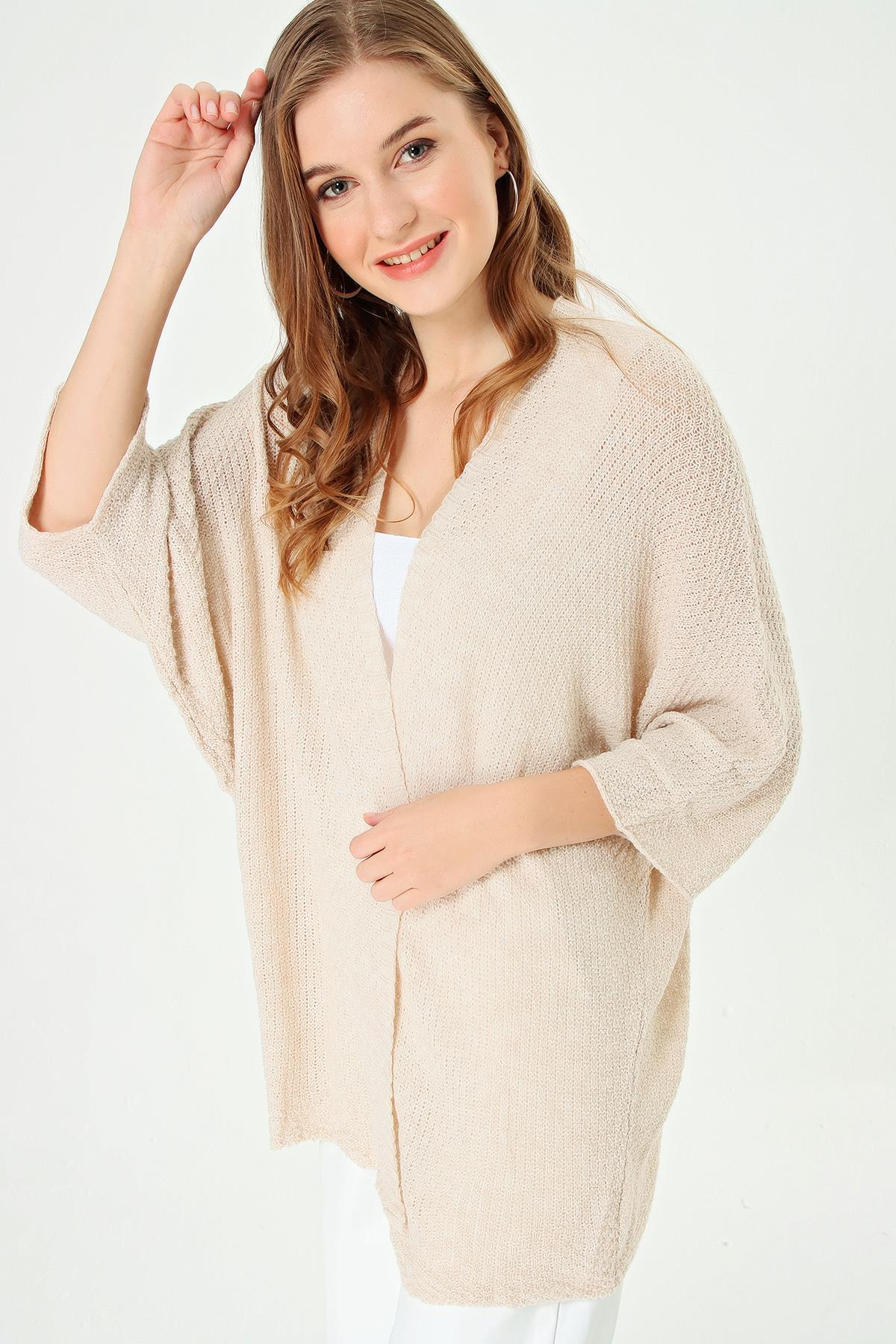 Kadın Önü Açık Oversize Hırka