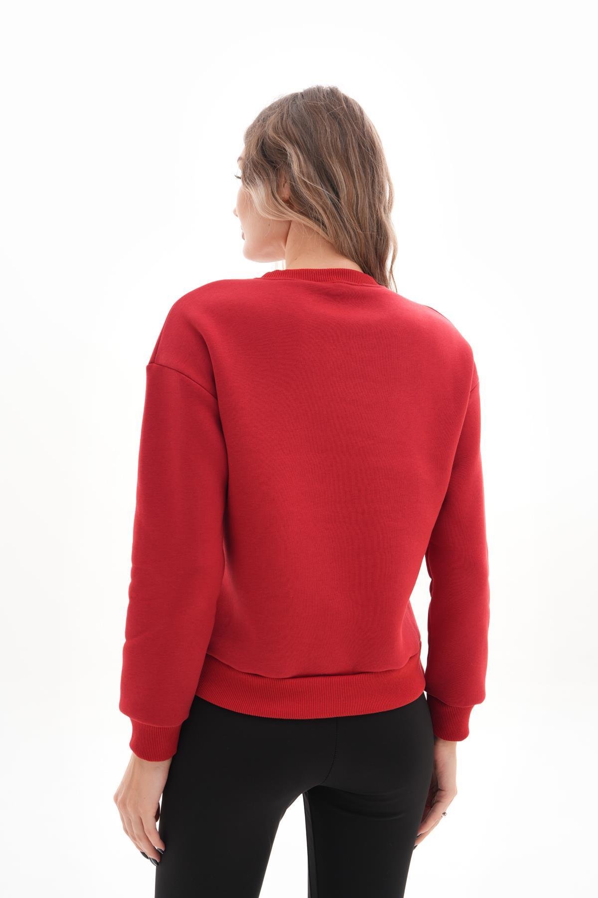 Kadın Önü Nakış Detaylı Üç İplik Sweatshirt 245328 -