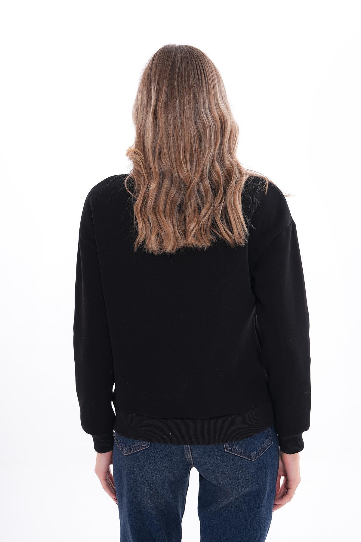 Kadın Önü Nakış Detaylı Üç İplik Sweatshirt 245328 -