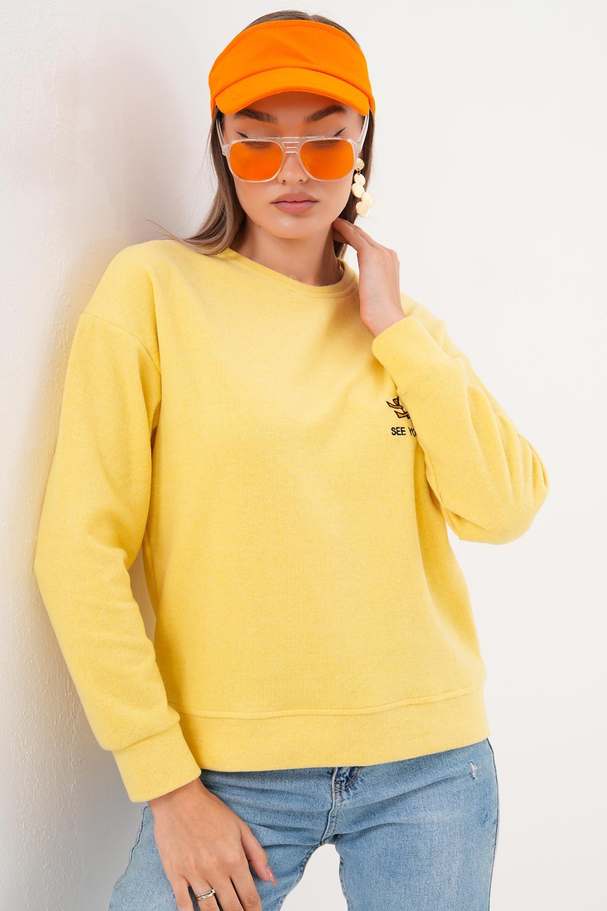 Kadın Ördek Nakışlı Selanik Örme Sweatshirt 255077 -
