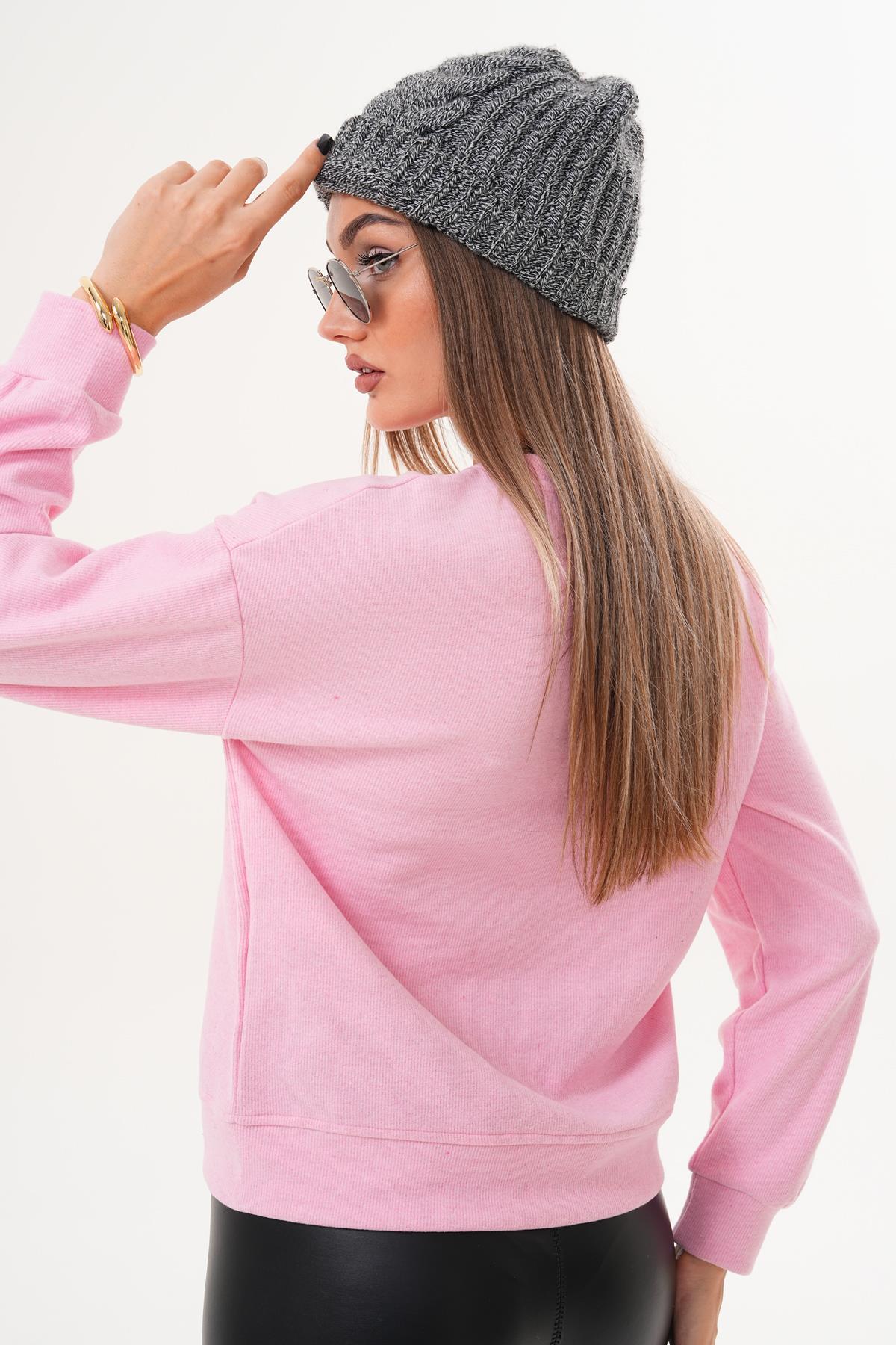 Kadın Ördek Nakışlı Selanik Örme Sweatshirt 255077 -