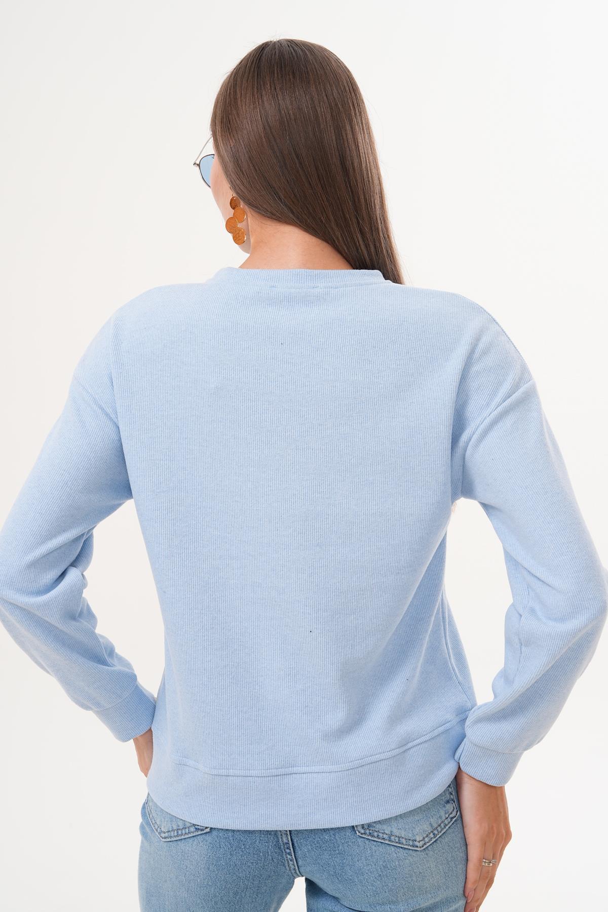 Kadın Ördek Nakışlı Selanik Örme Sweatshirt 255077 -