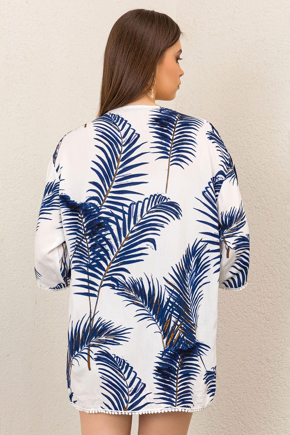 Kadın Palmiye Güpür Detaylı Viskon Kimono Ceket 230200 -