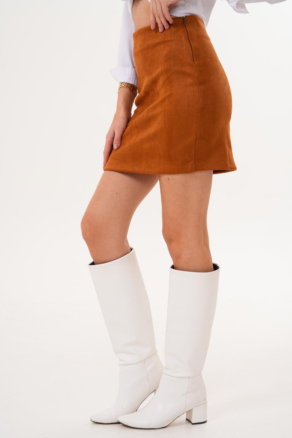 Kadın Süet Mini Etek 255353 -