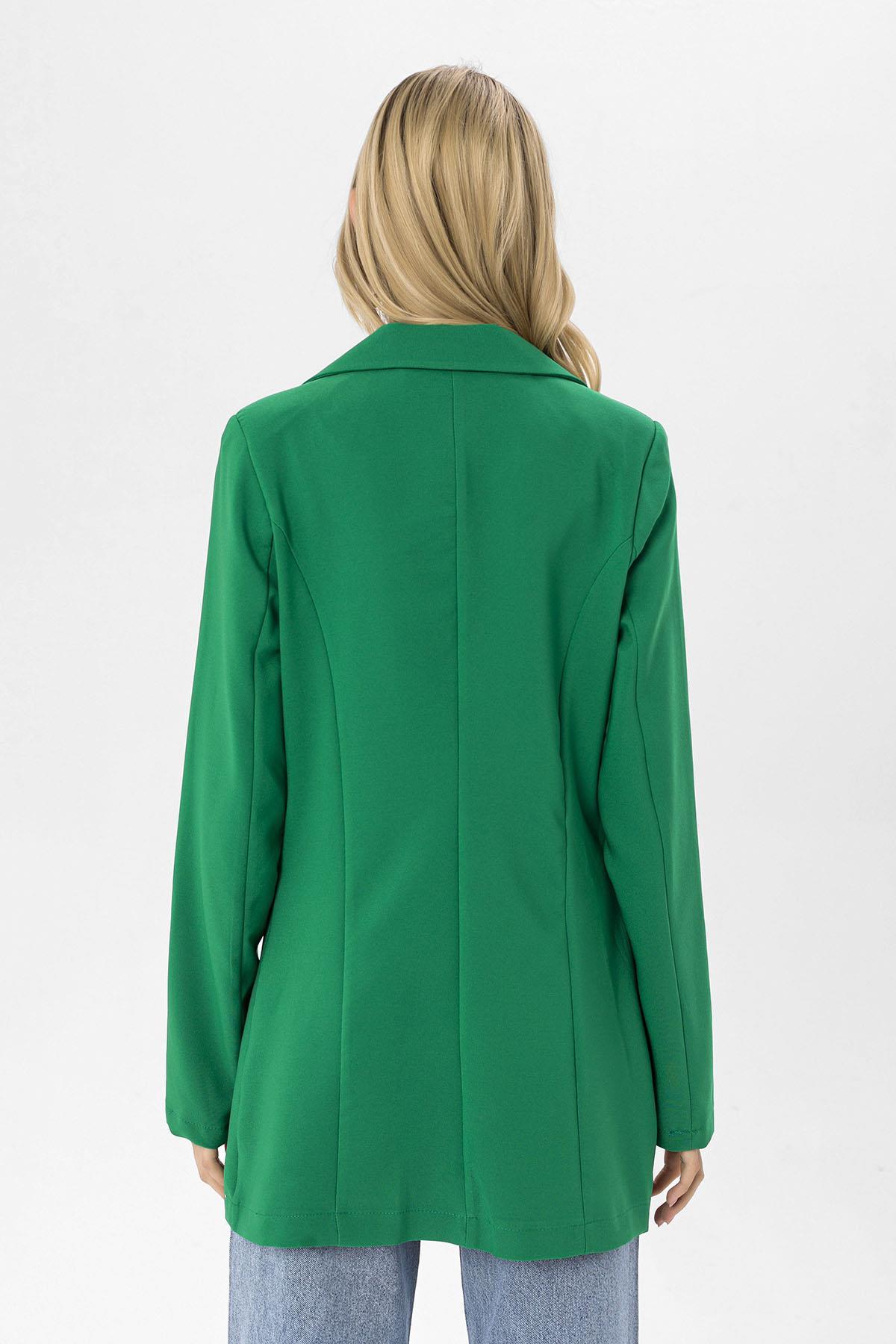 Kadın Tek Düğme Çift Cepli Blazer Ceket