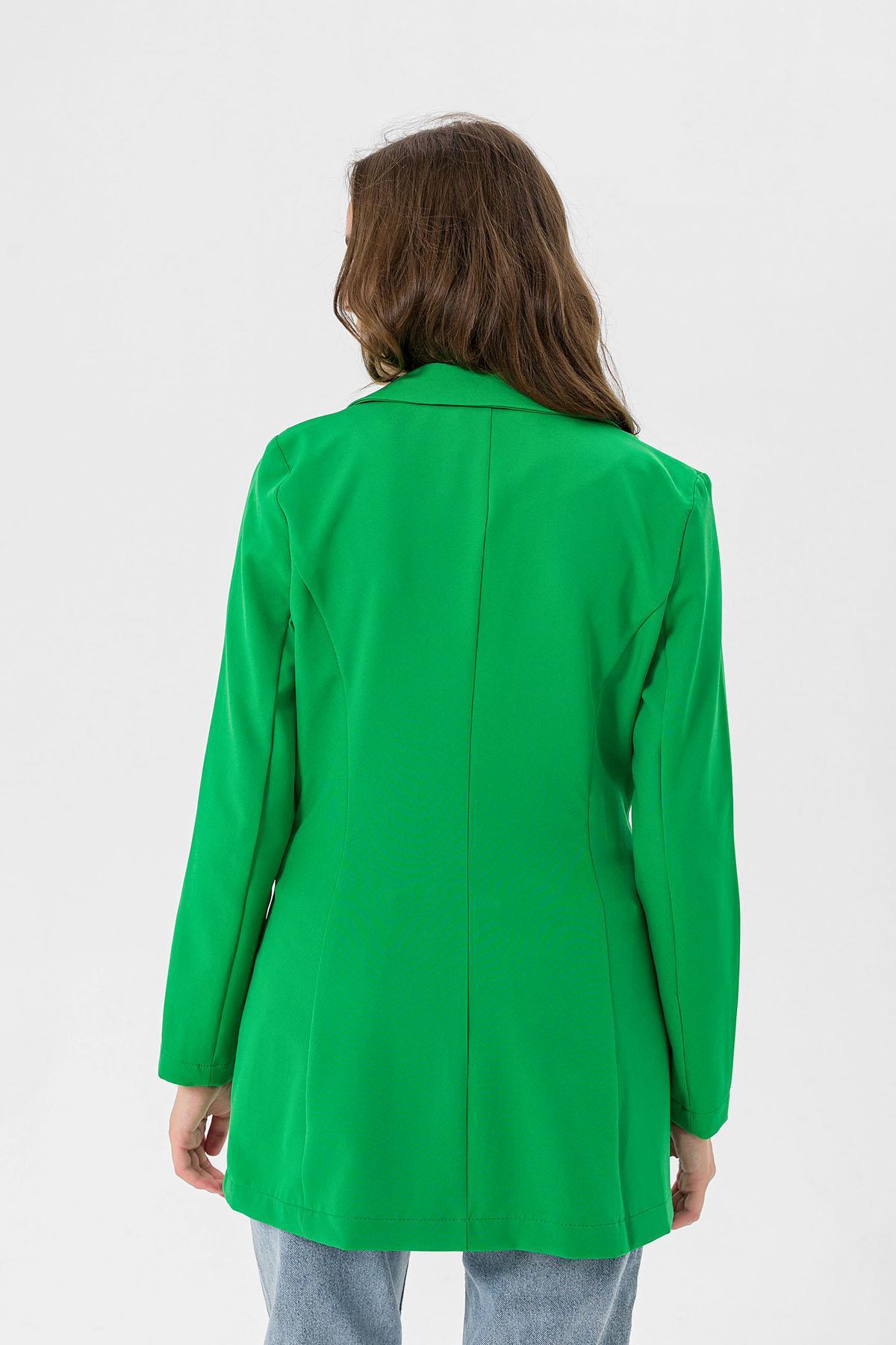 Kadın Tek Düğme Çift Cepli Blazer Ceket