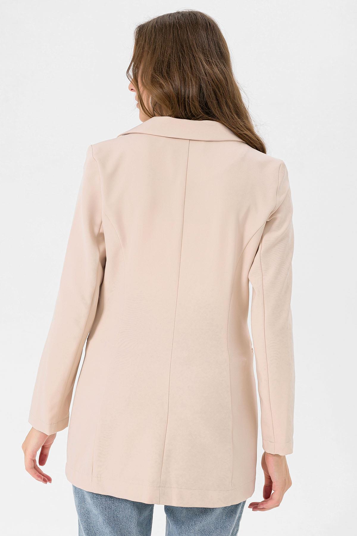 Kadın Tek Düğme Çift Cepli Blazer Ceket