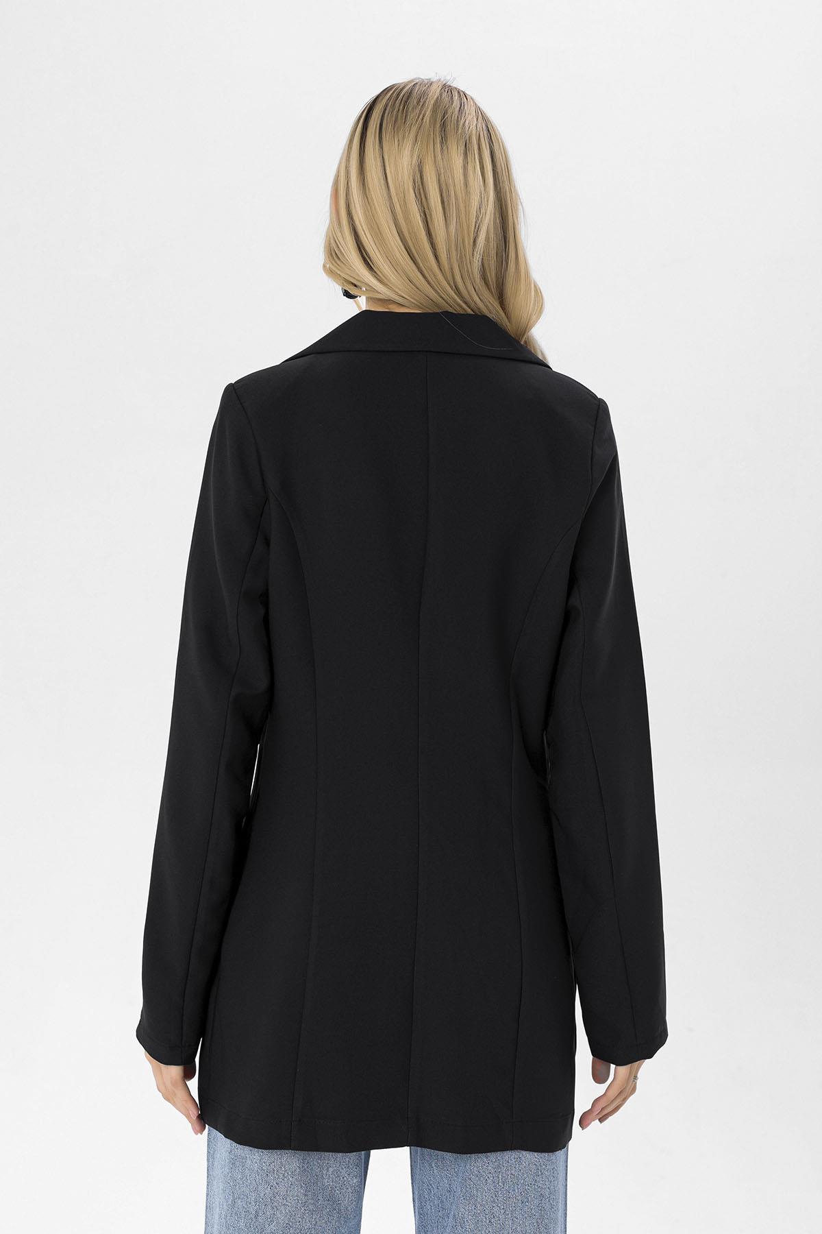 Kadın Tek Düğme Çift Cepli Blazer Ceket