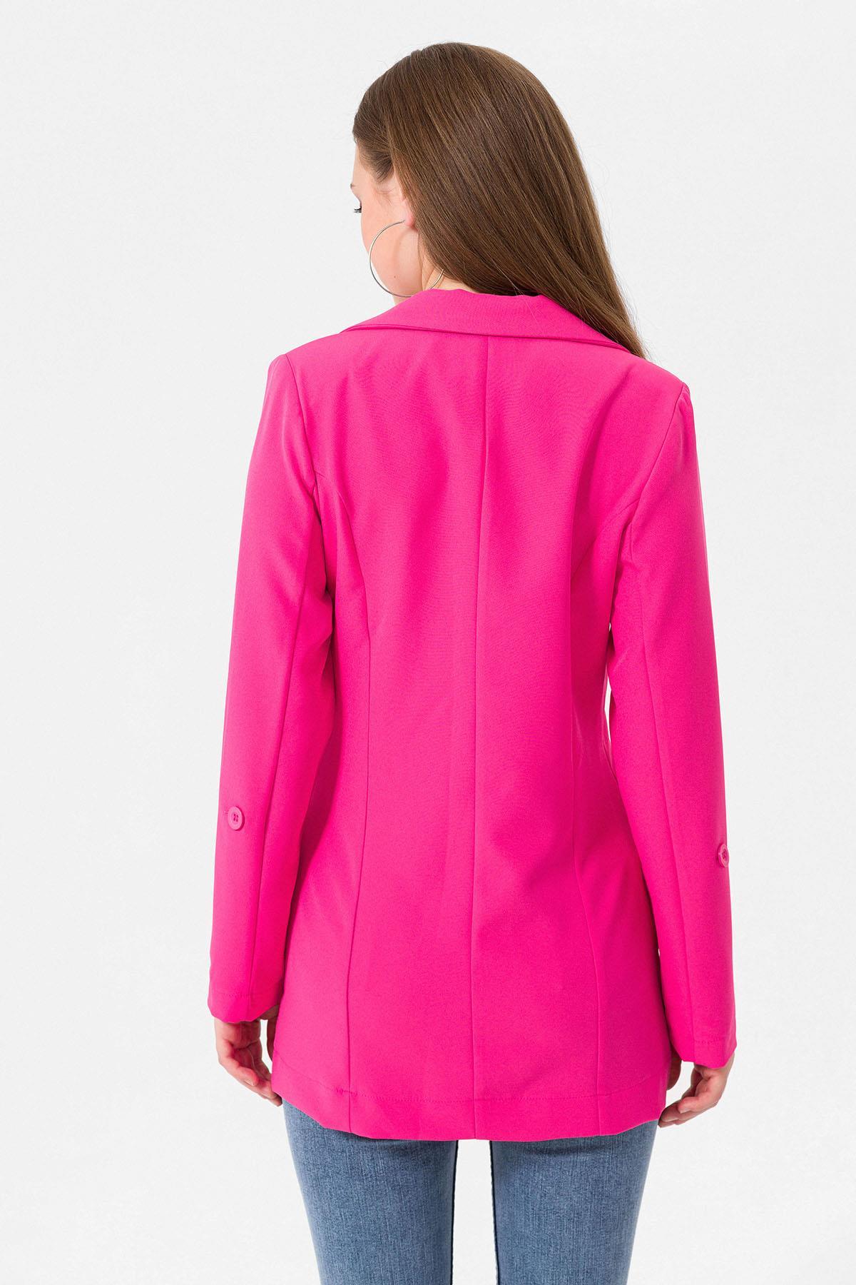 Kadın Tek Düğme Çift Cepli Blazer Ceket