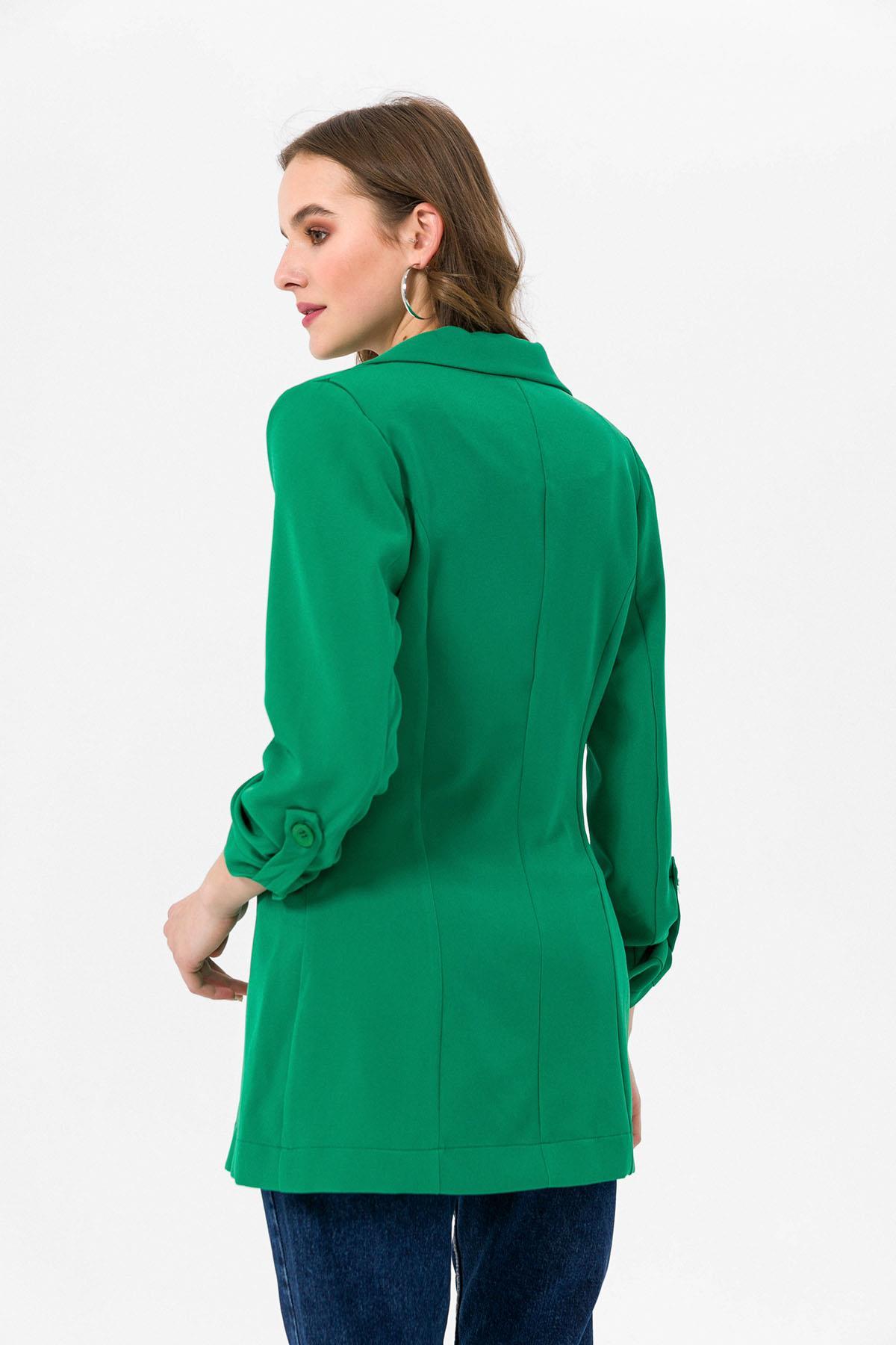 Kadın Tek Düğme Çift Cepli Blazer Ceket