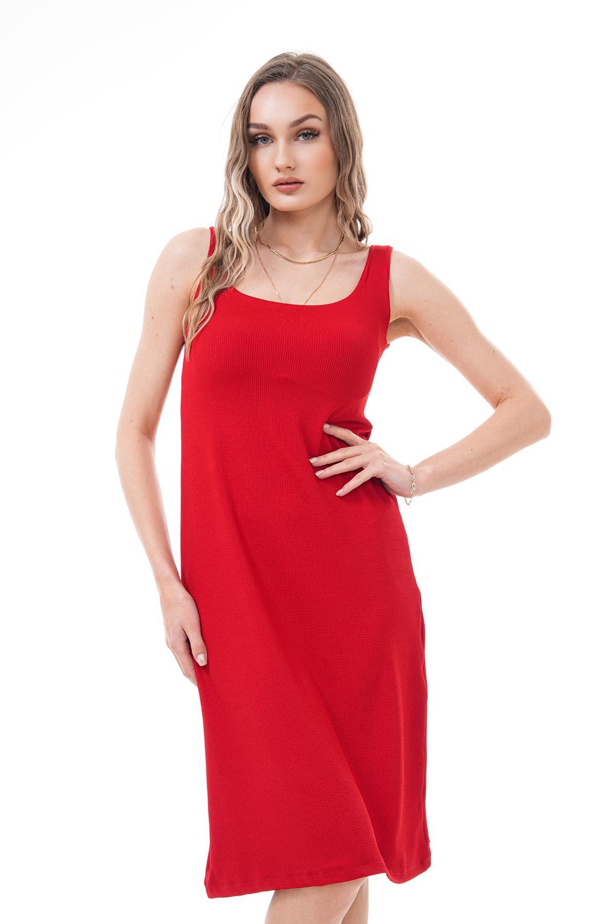 Kadın U Yaka Fitilli Kaşkorse Elbise 250065 -