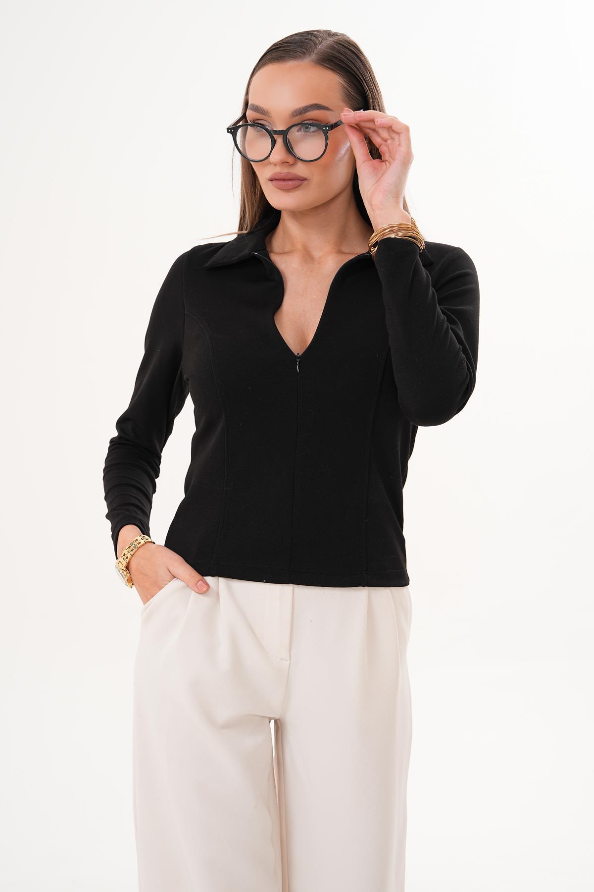 Kadın Yakalı Fermuar Detaylı Modal Sweatshirt 255370 -