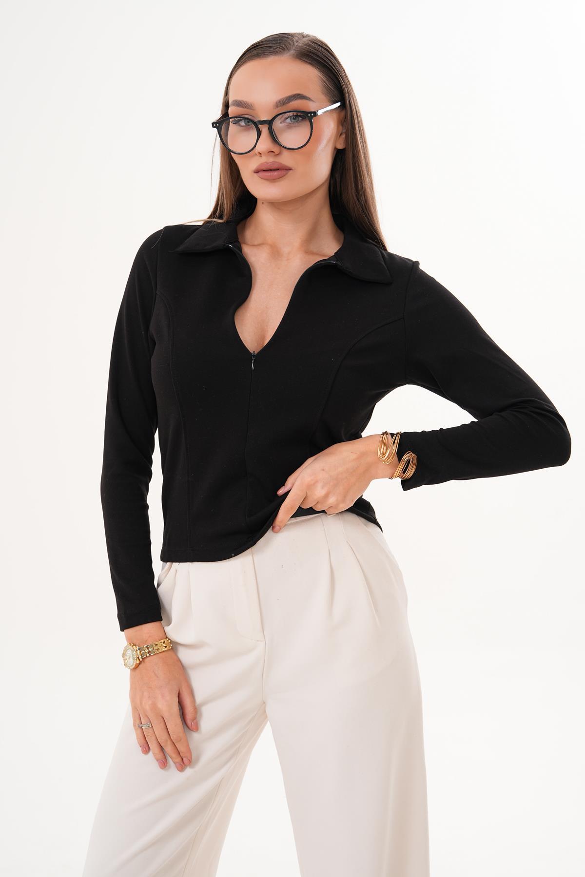 Kadın Yakalı Fermuar Detaylı Modal Sweatshirt 255370 -