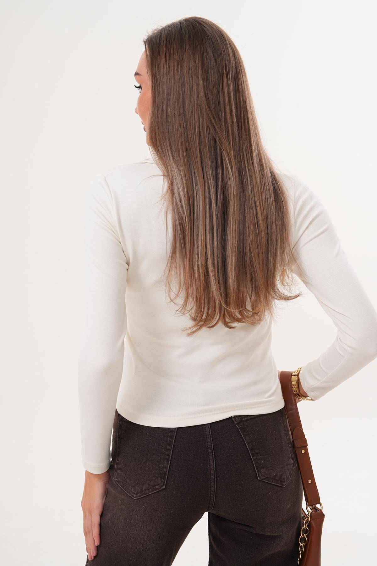 Kadın Yakalı Fermuar Detaylı Modal Sweatshirt 255370 -