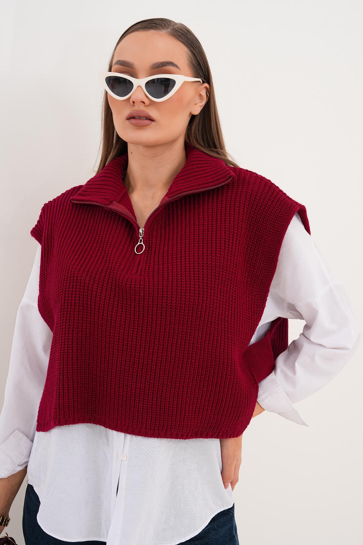 Kadın Yanı Açık Fermuar Detaylı Süveter 255163 -